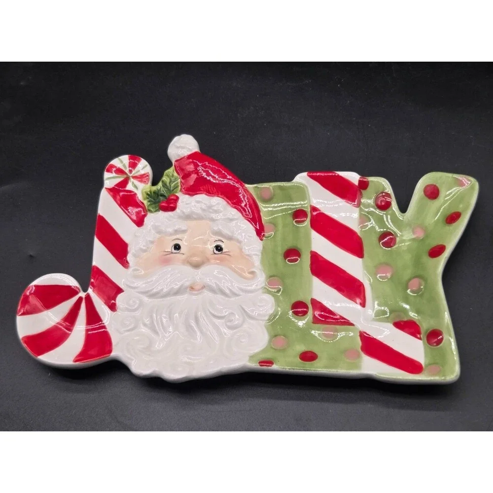 Fitz And Floyd Christmas Santa Jolly Snack Therapy Wall Hanging Tray 2009